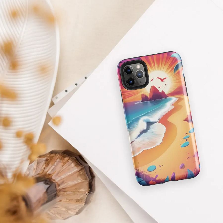 Sunrise Serenity: Psychedelic Beach iPhone Case product image (37)
