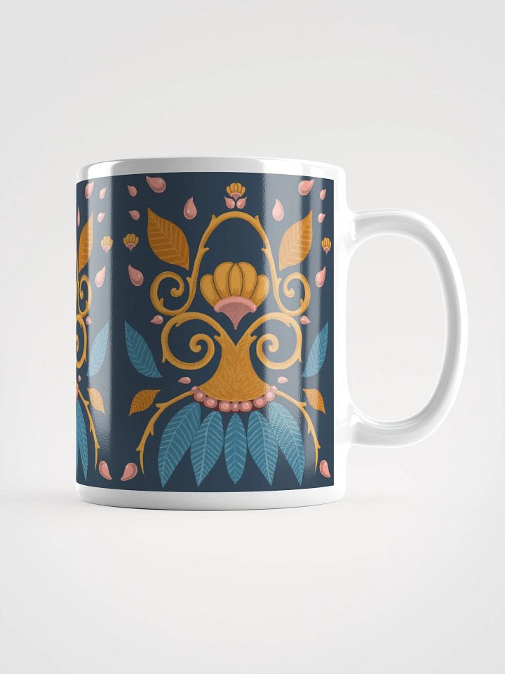 Medieval gold and blue curly motif with leafs product image (1)