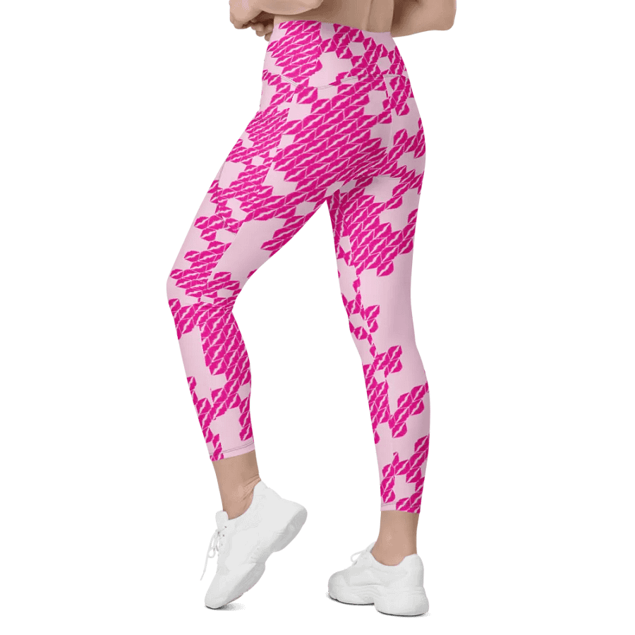 Pink Geometric Branching | Leggings with Pockets product image (7)