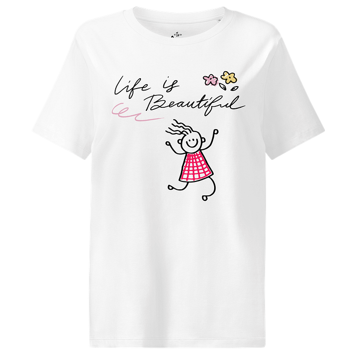 "Life is Beautiful" Organic Ribbed Neck T-Shirt product image (1)