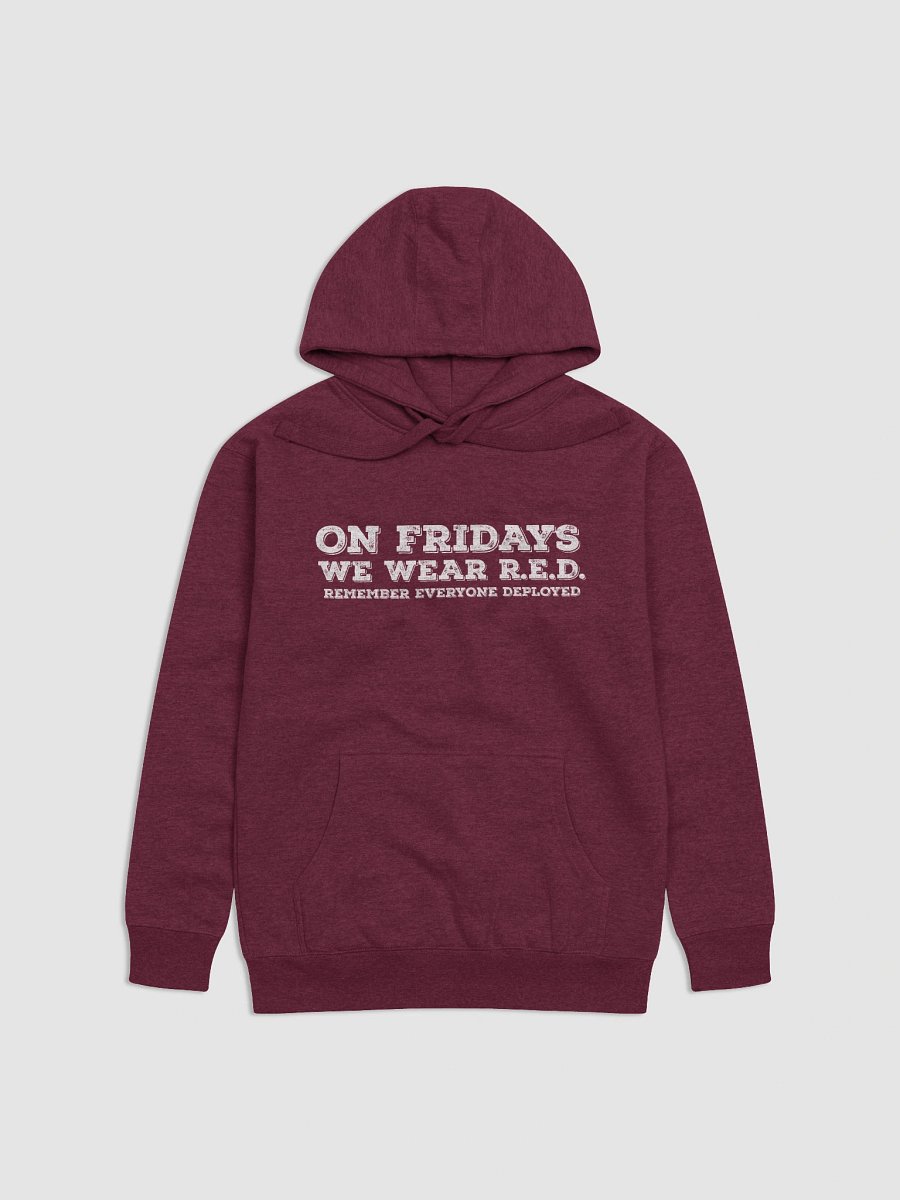 Unisex Cotton Heritage Premium Hoodie (On Fridays We Wear R.E.D. (Remember Everyone Deployed)) product image (1)