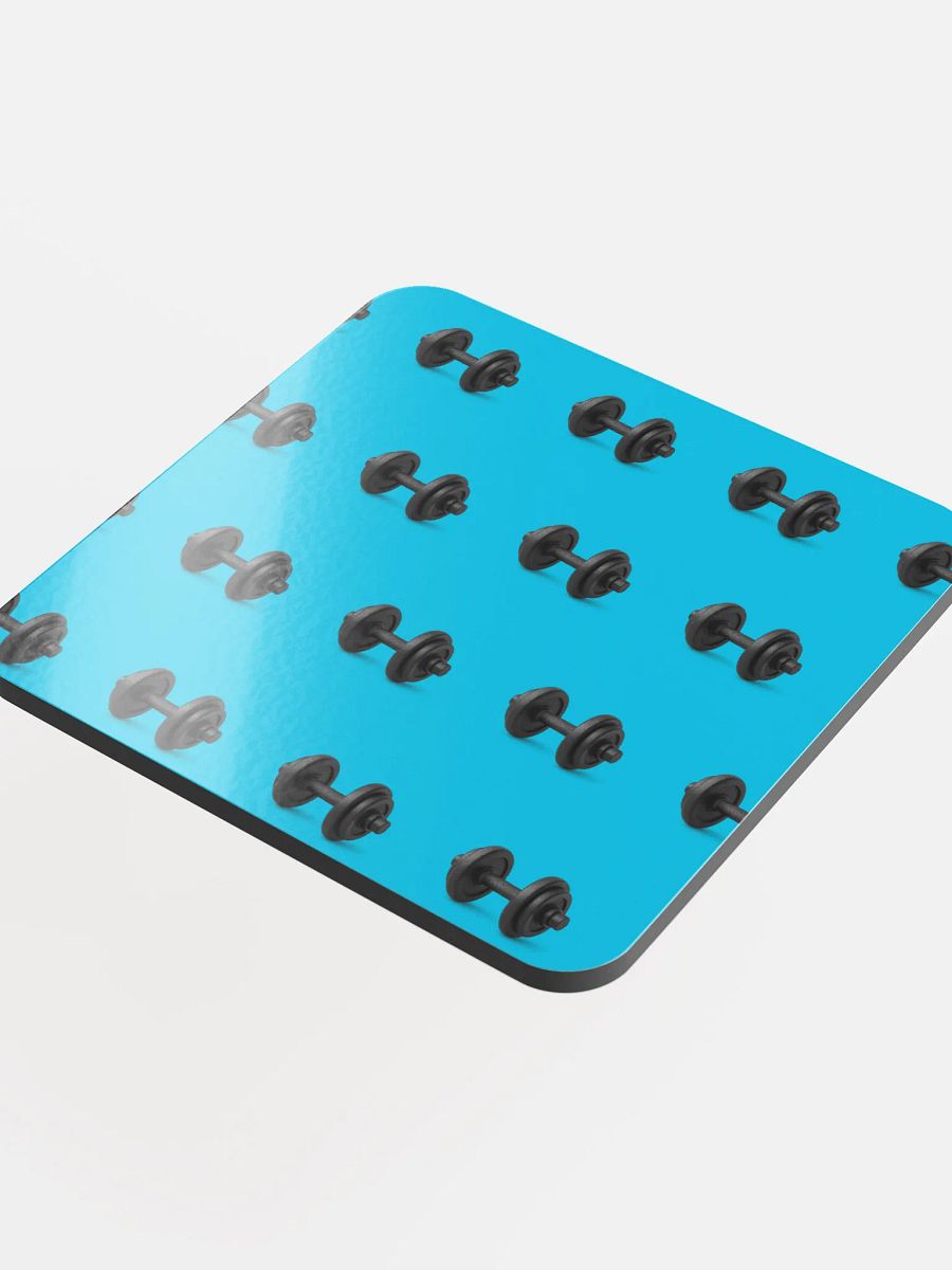 Cyan Black Dumbbell Cork Coaster product image (4)