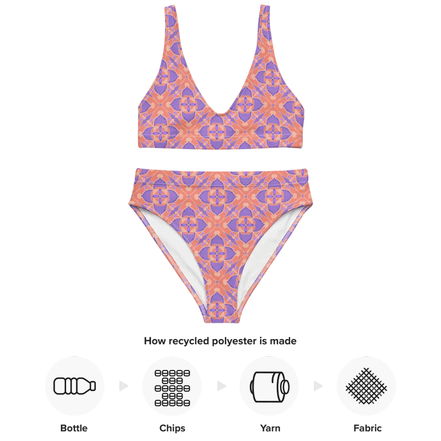 Pastel Orange and Mauve Pattern High Waisted Bikini product image (4)