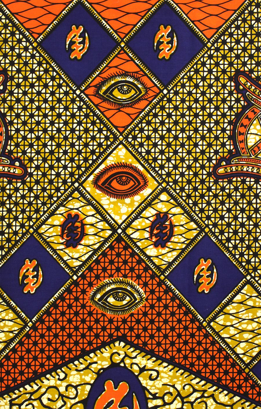 Scampolo Tessuto Wax Print - Design Occhi e Simboli Tradizionali - 77 cm x 114 cm - cod.572/A product image (1)