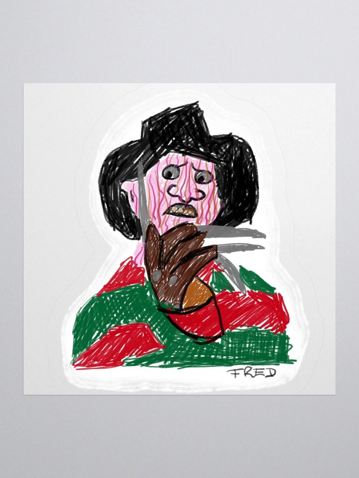 😈 "Fred's Nightmare" Horror Creepy Art Sticker 🔪 product image (1)