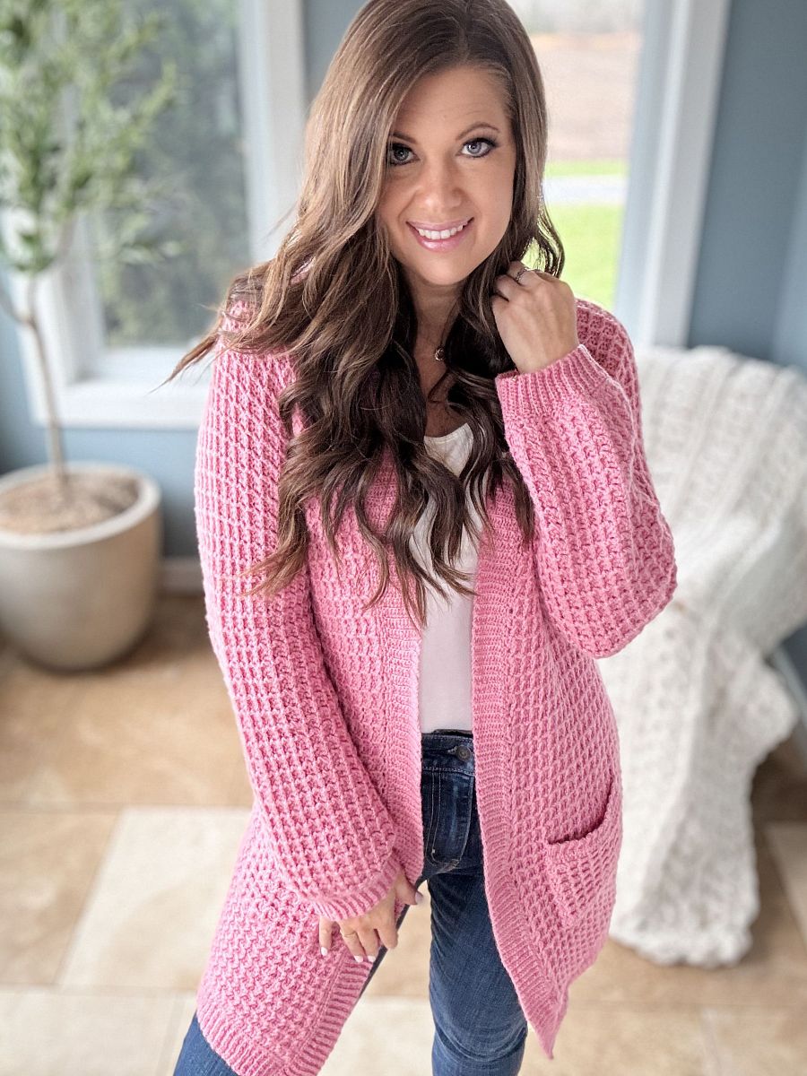 Waffle Stitch Cardigan Crochet Pattern product image (2)
