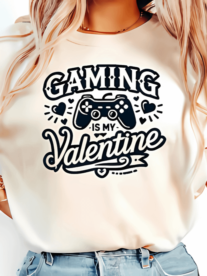 Funny 'Gaming is My Valentine' T-Shirt Sublimation Design – Perfect Valentine’s Day Gift for Gamers – 300 DPI PNG Instant Download product image (1)