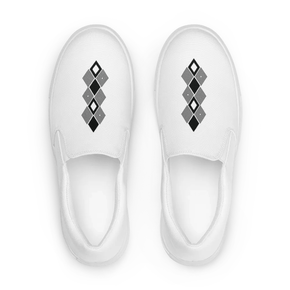 Black and white triangle design Women's Slip-On Canvas Shoes product image (2)