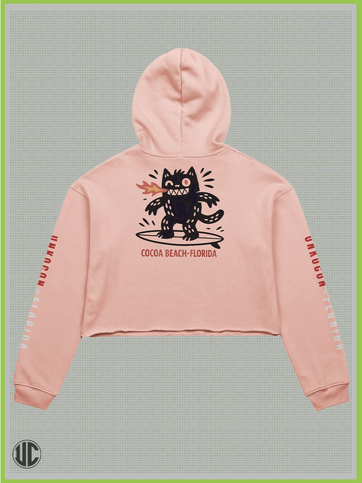 Cocoa Beach Crop Hoodie for Women – Cute Surf Graphic, Streetwear Fit, Soft Cotton Pullover product image (1)