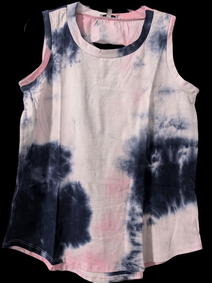 S Dark Blue and Pink Slashed Back Tank Top product image (1)