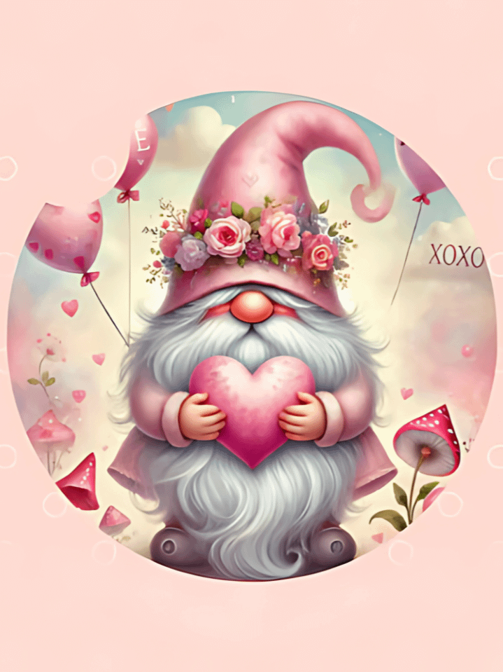 Cute Valentine Gnome Car Coaster Design – Gnome Holding Hearts with Love Theme – Sublimation PNG – Ideal Valentine’s Gift – 300 DPI Instant Download product image (1)