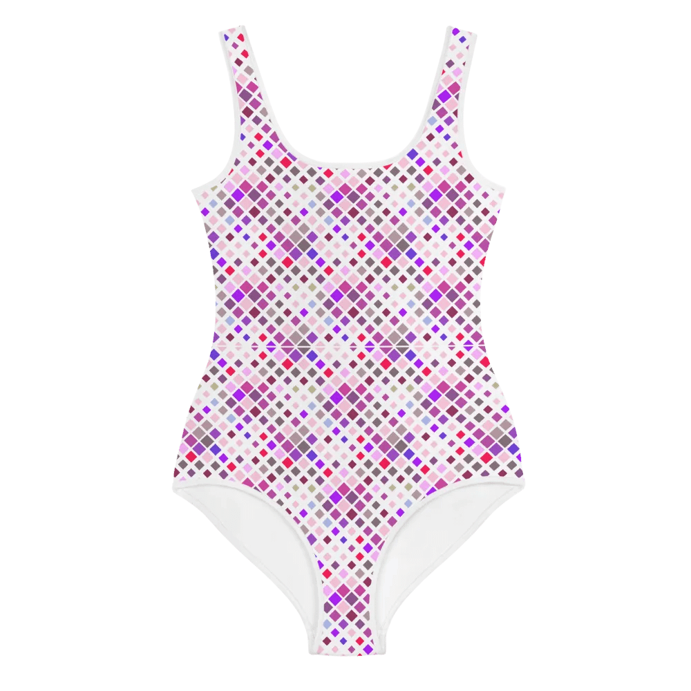 Colorful Square Patterns Youth Swimsuit - Ver 2 product image (1)