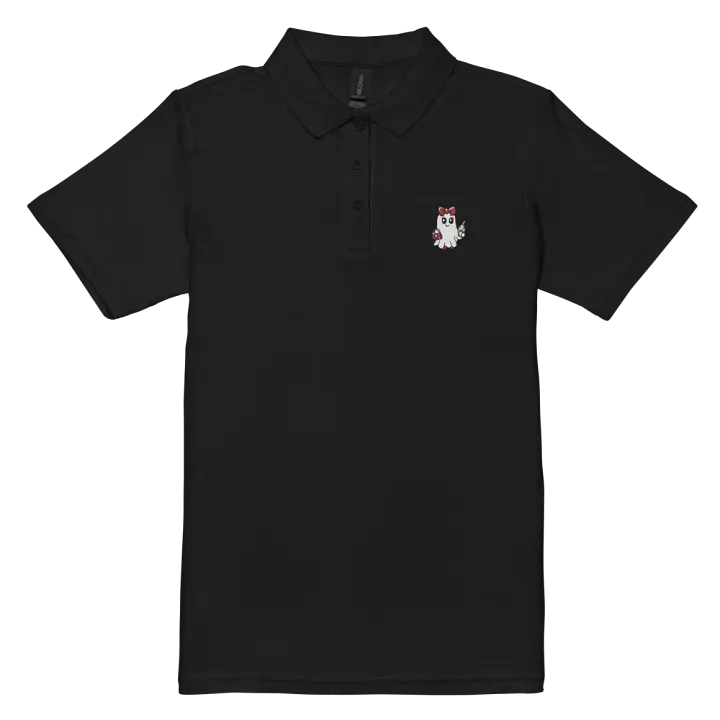 Stylish Ghost Embroidered Semi-Fitted Women's Cotton Polo Shirt product image (1)