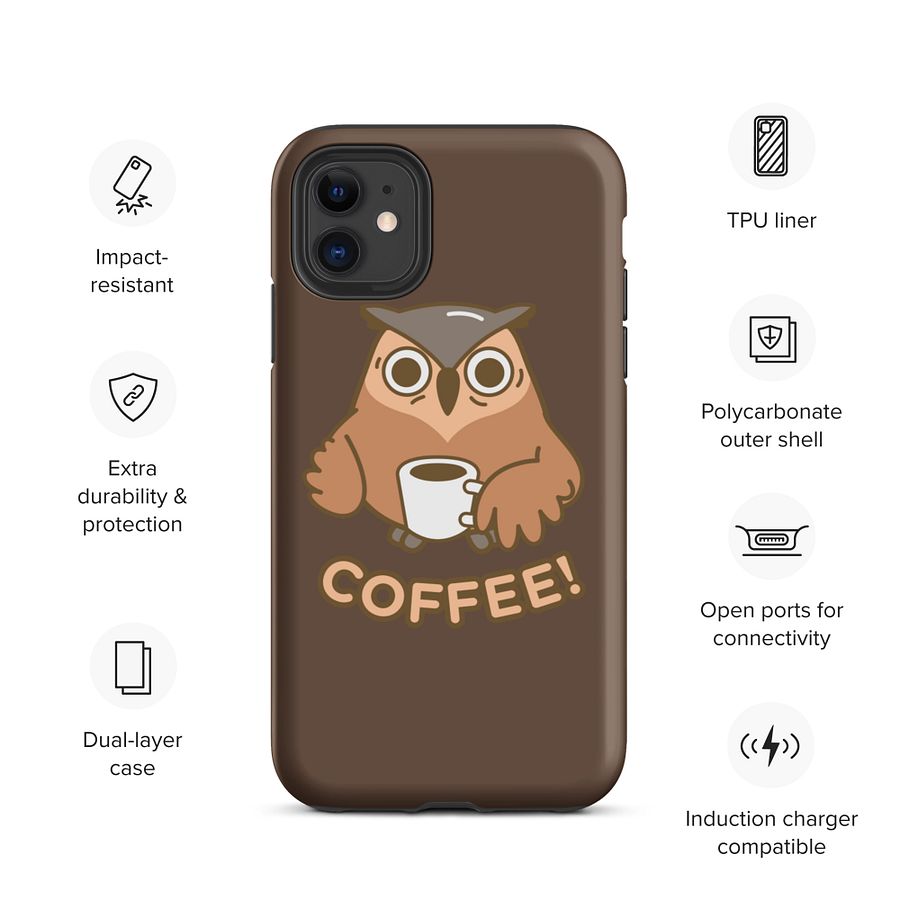 Funny Coffee iPhone Case I Cute Owl I Humorous Caffeine Lover Phone Cover I MAGSAFE COMPATIBLE product image (6)