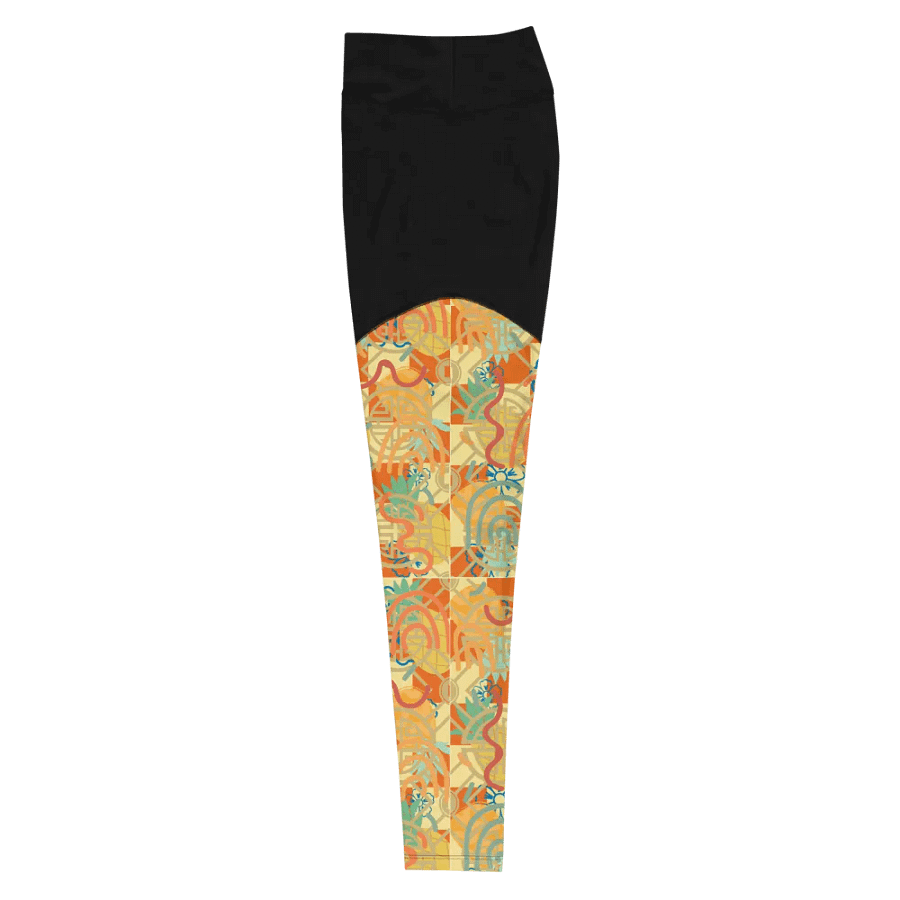 Yadit Abstract Collection in Yellow-Orange - All-Over Print Sports Leggings product image (3)