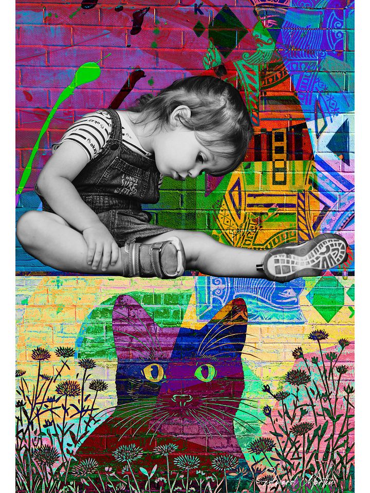 'Over the Wall' by Edward Martin-Mixed Media Collage Print product image (1)