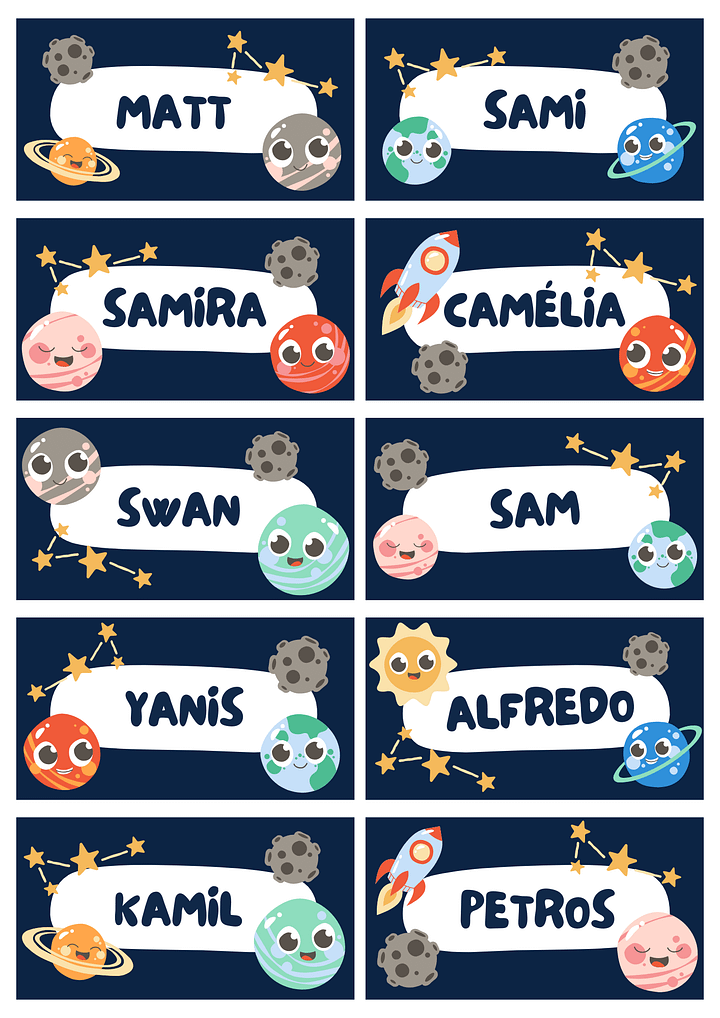 🌍 Blue Cute Planet Student Labels product image (1)