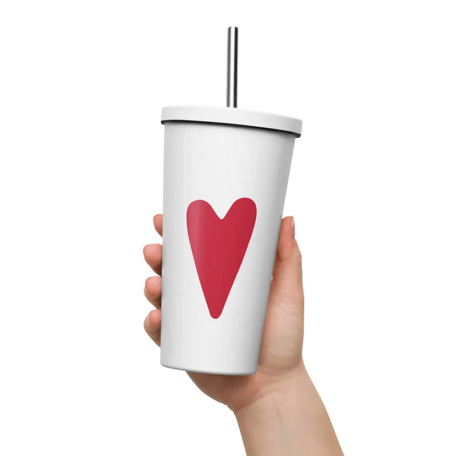 Insulated Tumbler with a Straw (Peace & Heart) product image (11)
