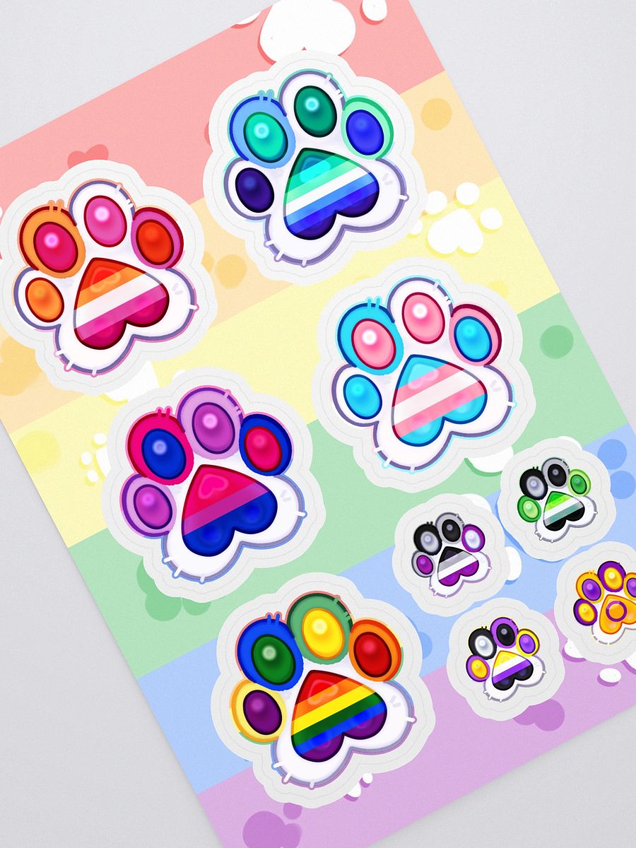 LGBTQ+ Medley Pride Paw Prints Sticker Sheet product image (1)