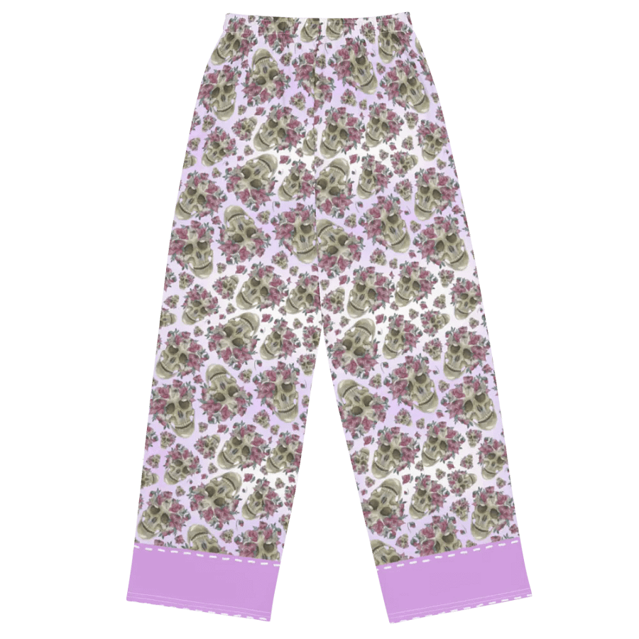 Smoky Lilac Skull & Rose Wide-Leg Pants product image (2)