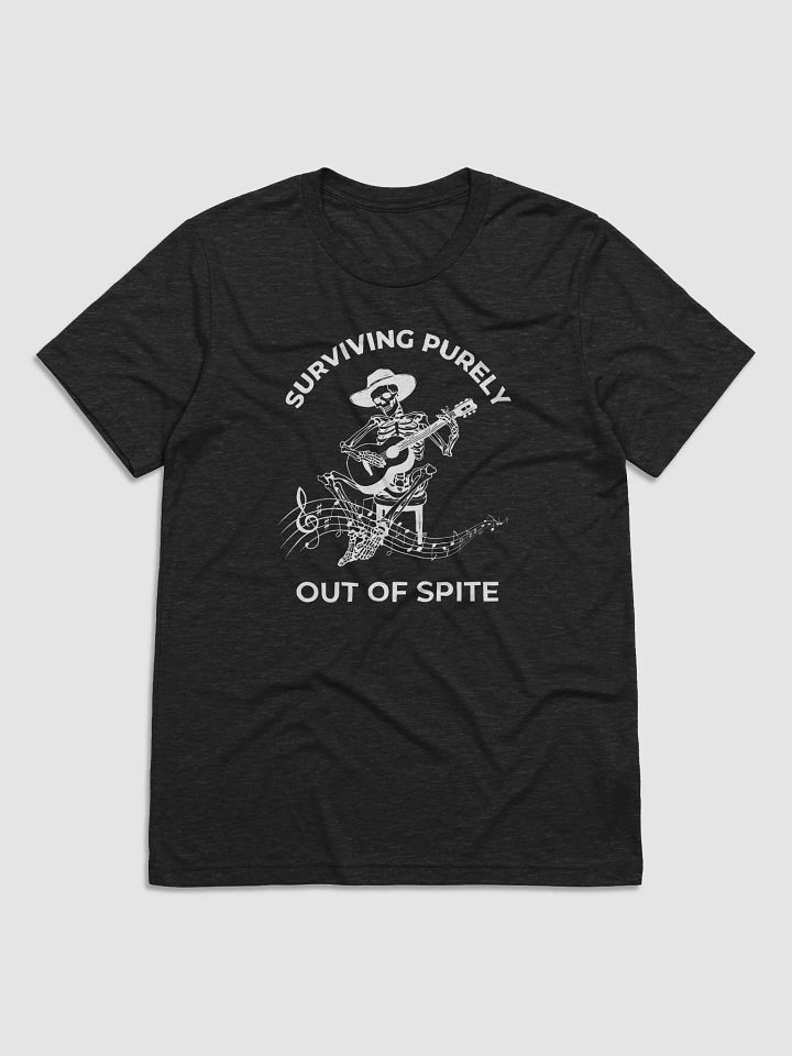 Surviving Purely Out of Spite" Skeleton Guitar T-Shirt – Funny Gothic Western Tee product image (3)