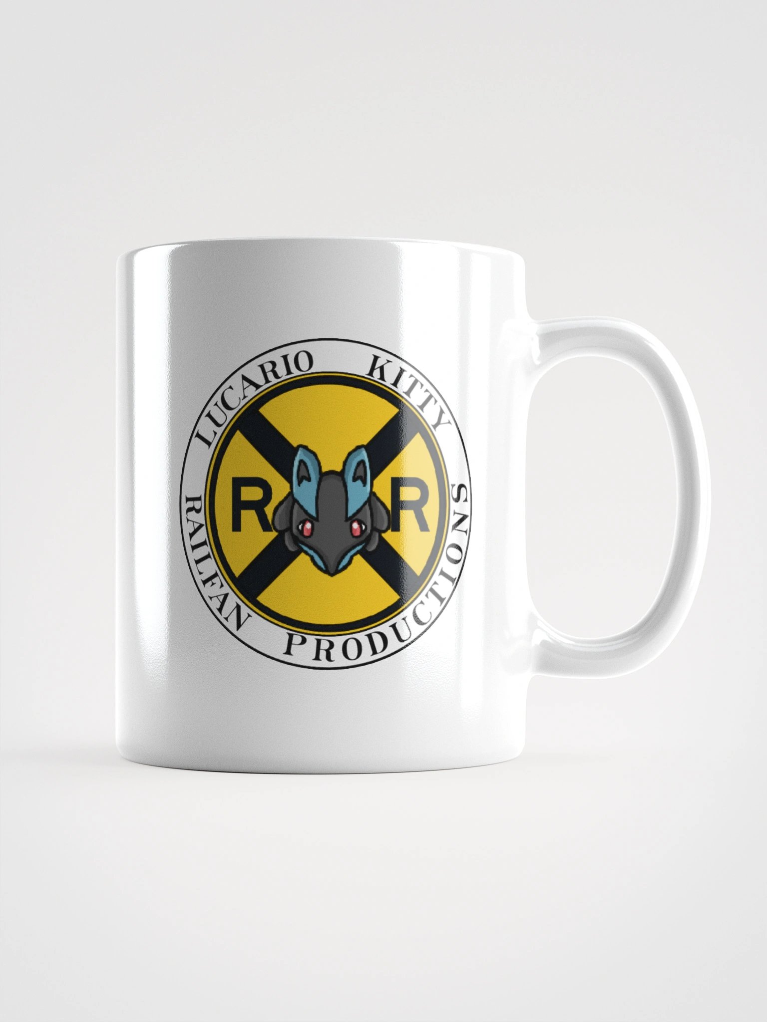 Lucario Kitty Railfan Productions logo Mug product image (1)