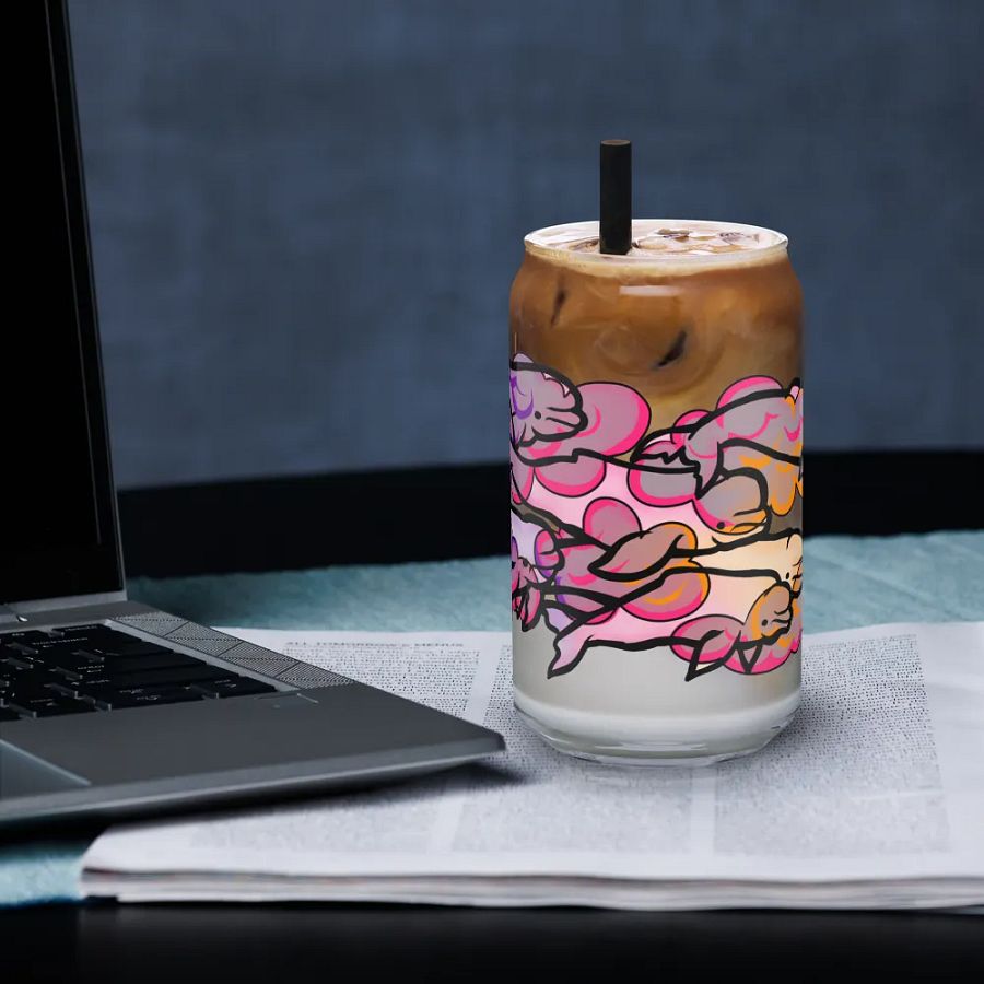 sunset beluga whales can-shaped glass product image (3)