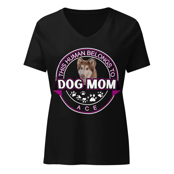 Personalized Dog Mom T-Shirt Pink border with one dog product image (1)
