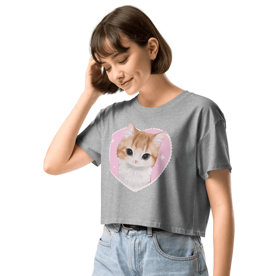 Whimsical Kitten Love Crop Top product image (6)