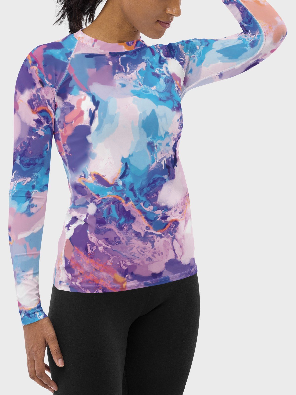Rash Guard "Marble Effect Pastel Blue Purple Dreamy Waves" product image (3)