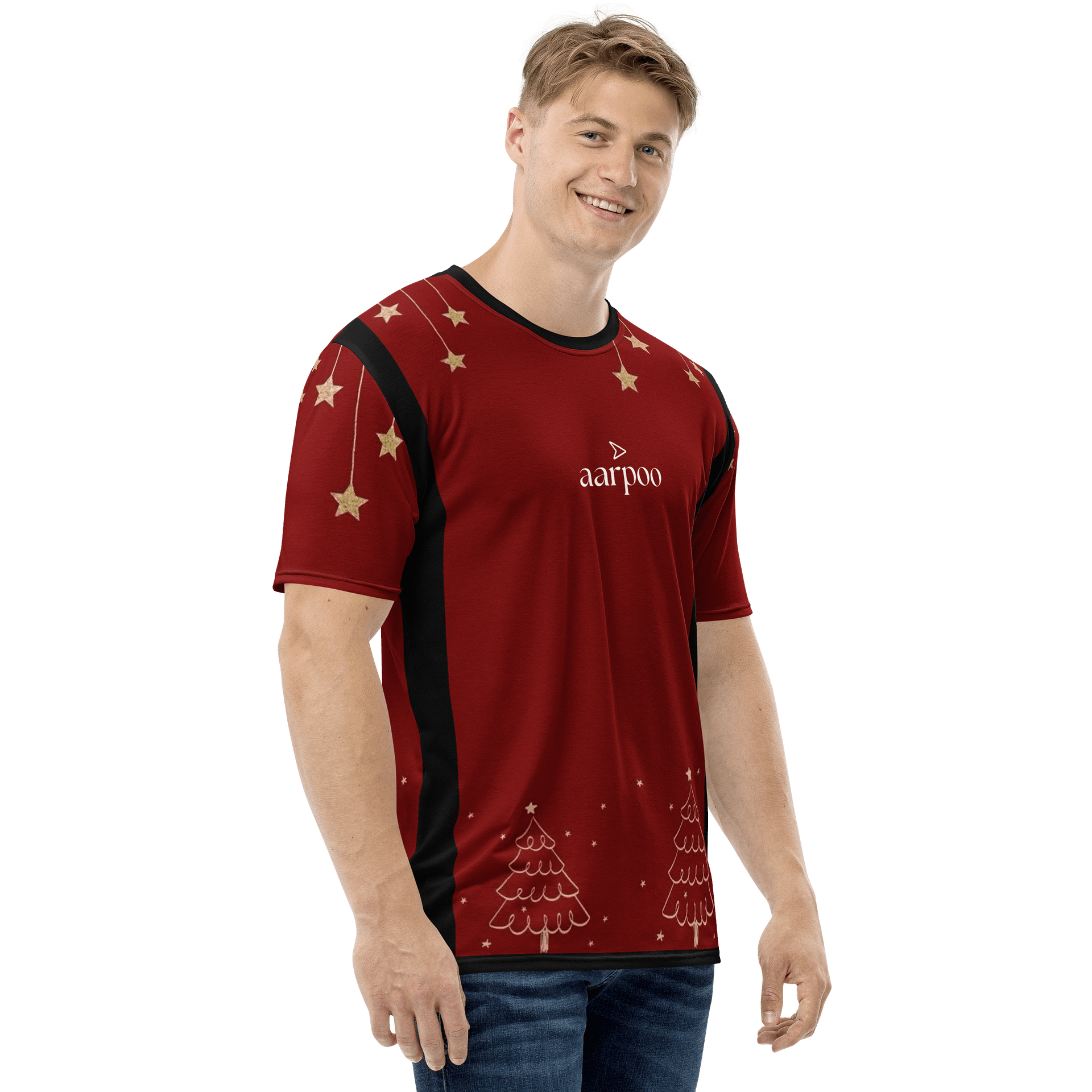 Aarpoo red Christmas Star Mens Tshirt product image (4)