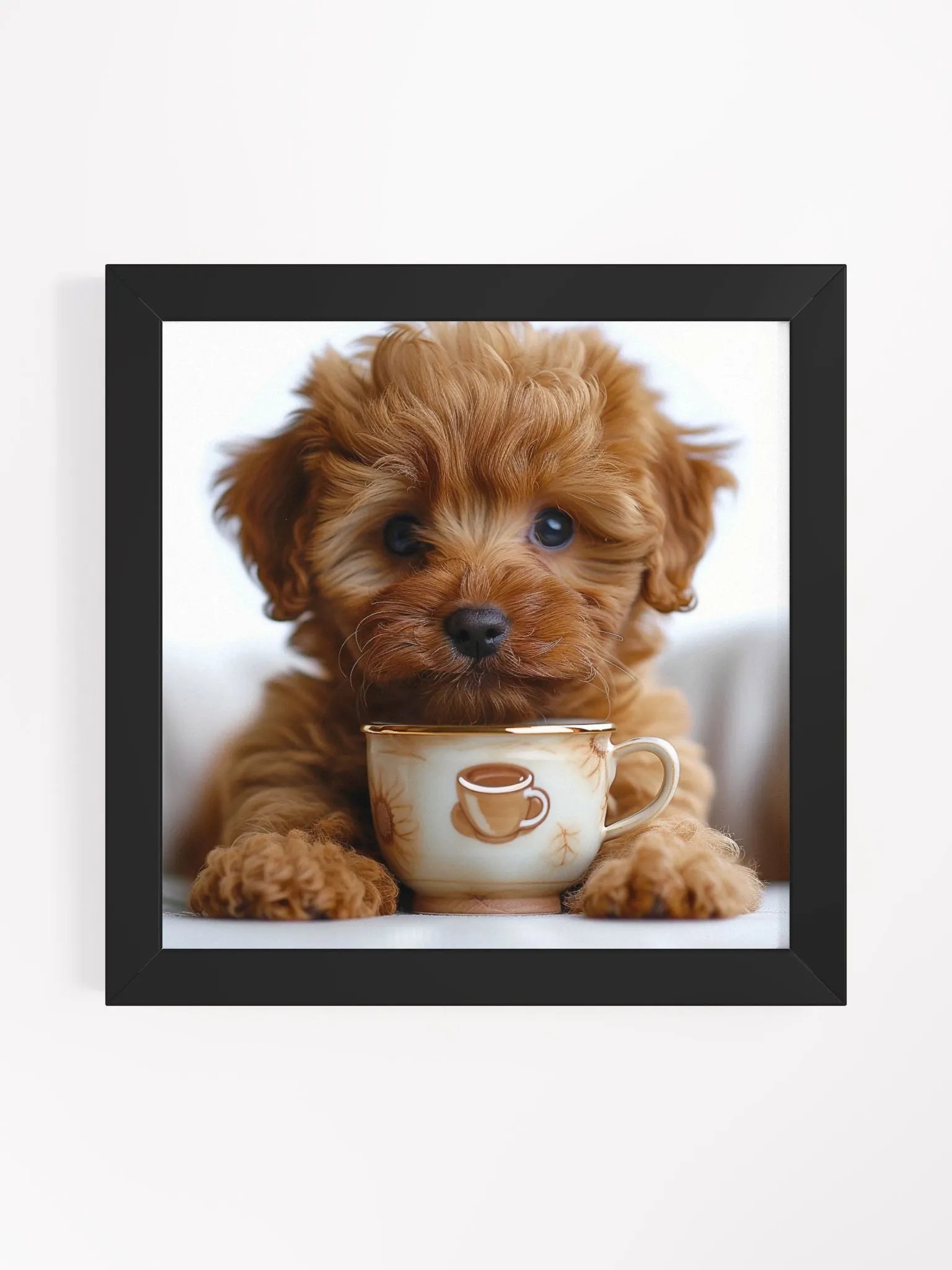 Coffee Lover Cute Cavapoo / Goldendoodle Puppy Art product image (1)