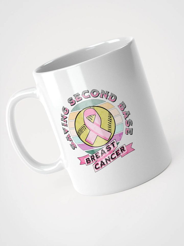 Saving Second Base Breast Cancer Softball Retro Awareness Mug product image (2)
