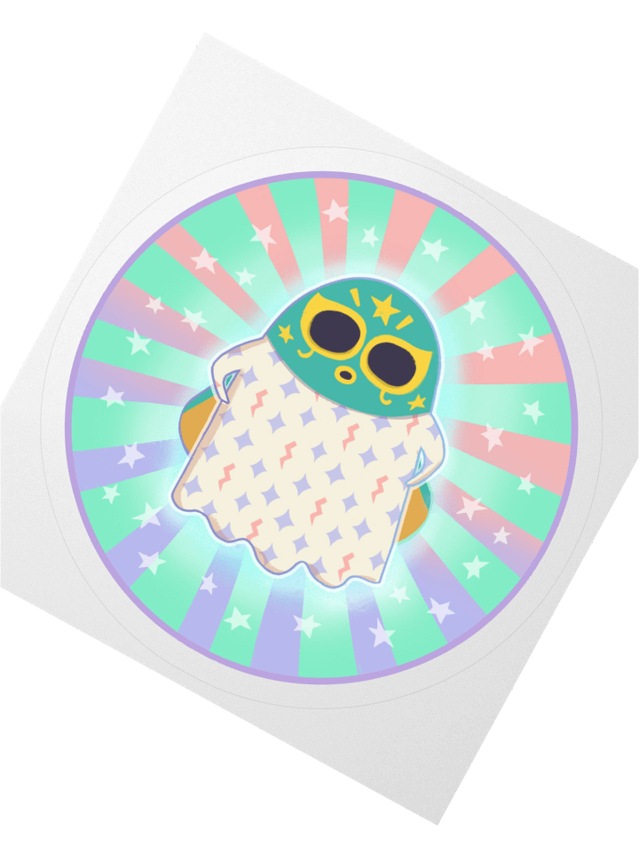 Pastel Little Ghost Luchador - Vinyl Sticker product image (1)