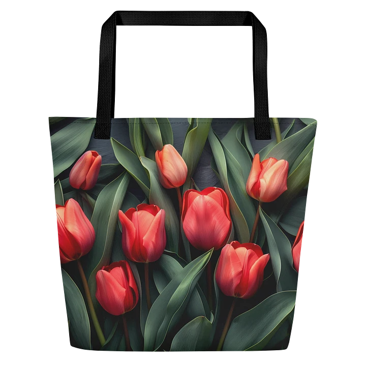 Tote Bag: Red Tulips Flowers Trendy Spring Floral Patterns Art Design product image (1)