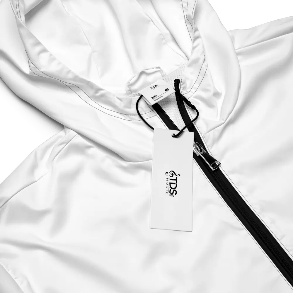 TDS Music Unisex Lightweight Water-Resistant White Windbreaker Jacket product image (9)