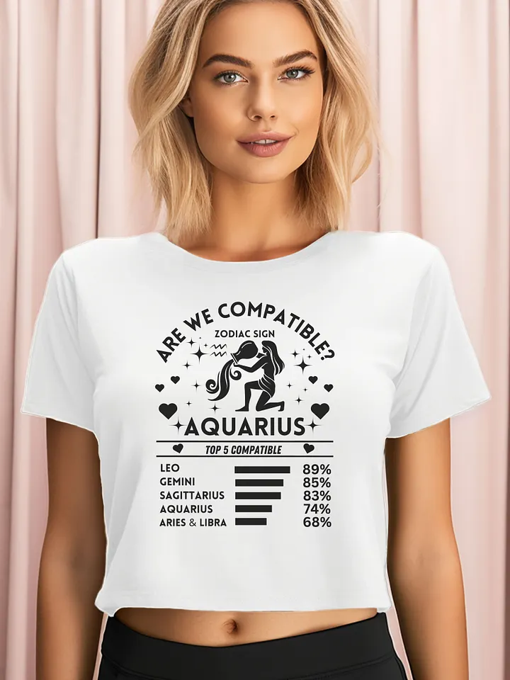 Aquarius Zodiac Sign Romantic Compatibility - Light Colors - AS Colour Women's Premium Crop Top product image (1)