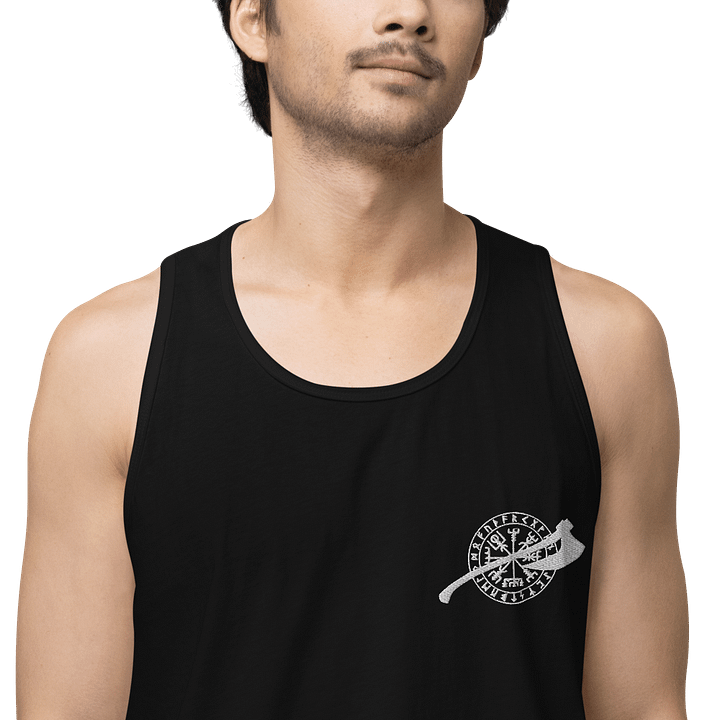 VEGVISIR & AXE - Tank Top Men White Embroidery product image (2)