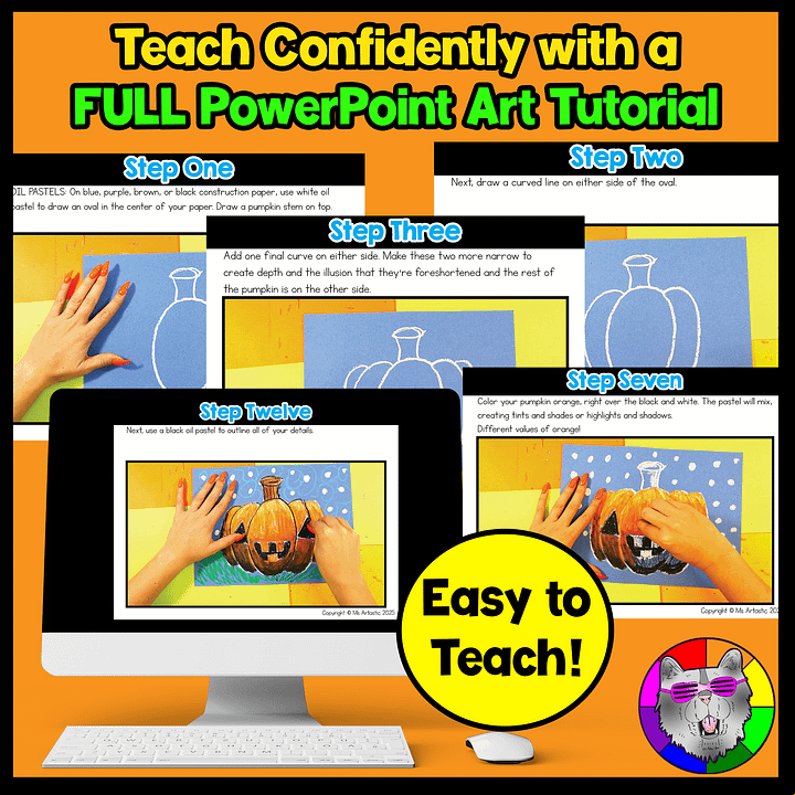 Halloween Jack-O’-Lantern Art Lesson with Reading, Writing & Step-by-Step Tutorial (Grades 1–4) product image (2)
