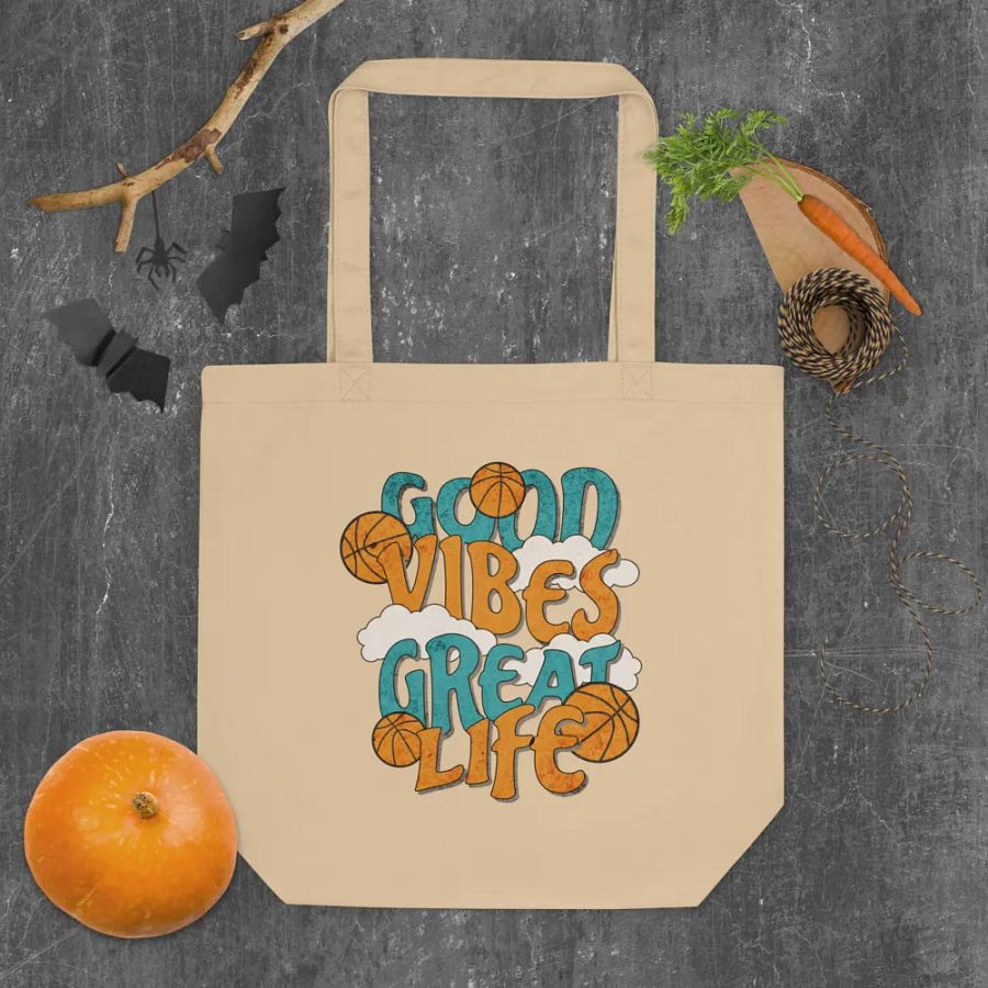 Good Vibes Great Life Basketball Tote Bag product image (4)