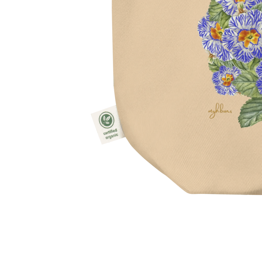 Garden Whispers: Bunny and the Primula Zebra Blues Organic Cotton Tote Bag - Eco-Friendly, Durable, Stylish product image (16)