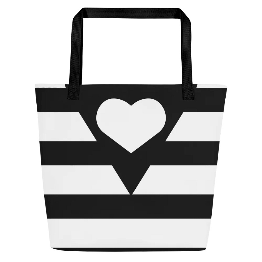 Black and White Big Squares/All-Over Print Large Tote Bag w/ Pocket by Sublicolor product image (1)