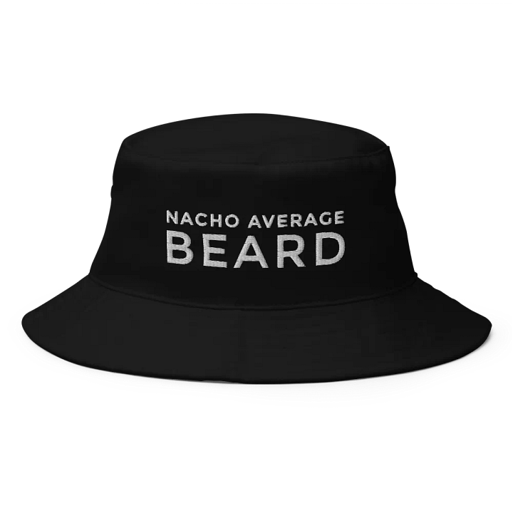 Nacho Average Beard Black Bucket Hat (White Embroidery) product image (1)