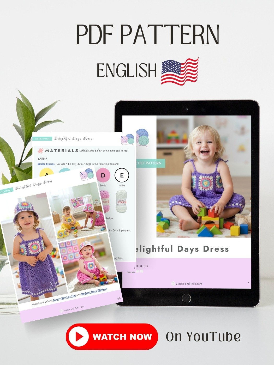 Delightful Days Dress | Crochet Sunburst Granny Square Dress Pattern | Baby to Kids Sizes 0-10 | PDF Pattern product image (2)