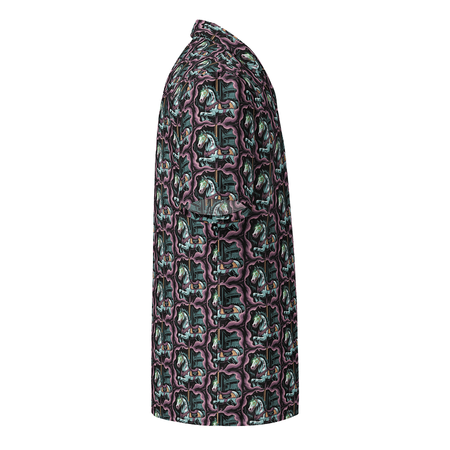 Midnight Veil Designs Enchanted Carousel Gothic Unisex Hawaiian Shirt - Purple & Green Print product image (4)
