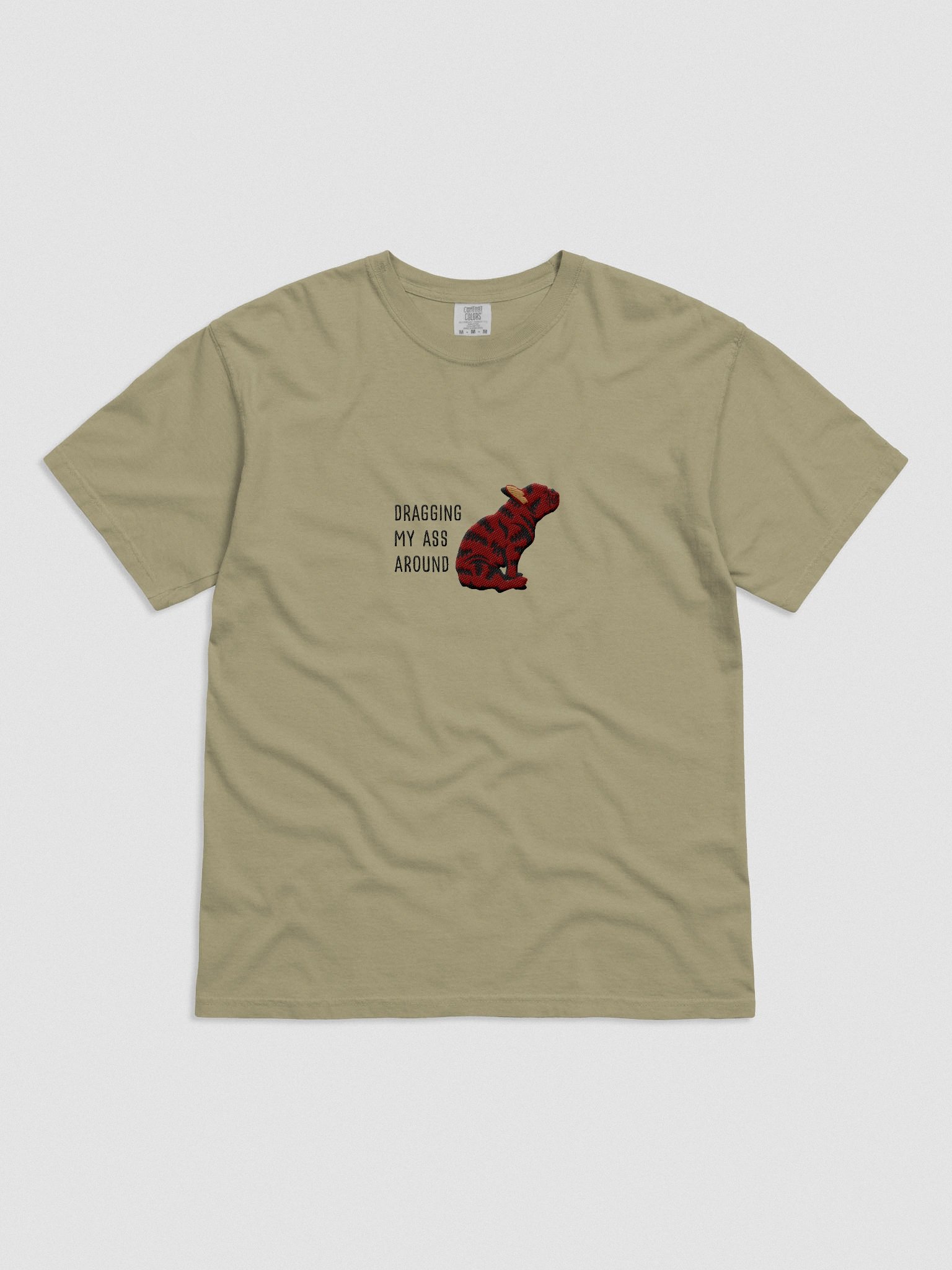 Dragging My Ass Around T-Shirt(Embroidered) of a French Bulldog(Brindle) product image (4)