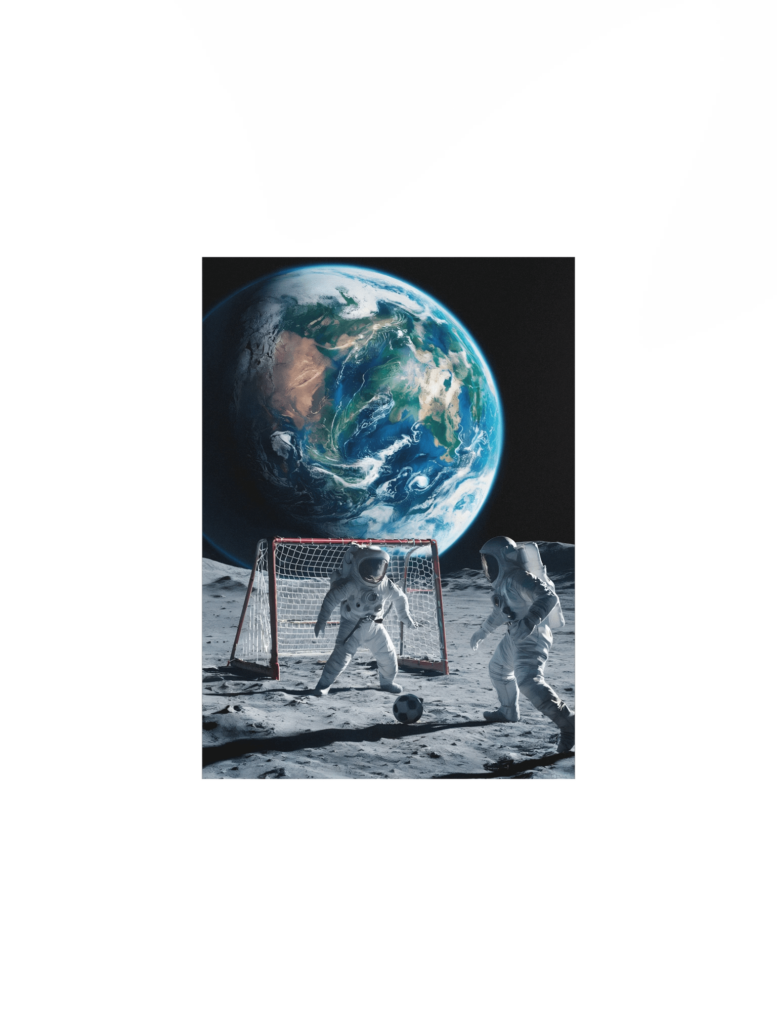Moon Soccer Poster – Photorealistic Astronaut Space Humor Wall Art product image (2)
