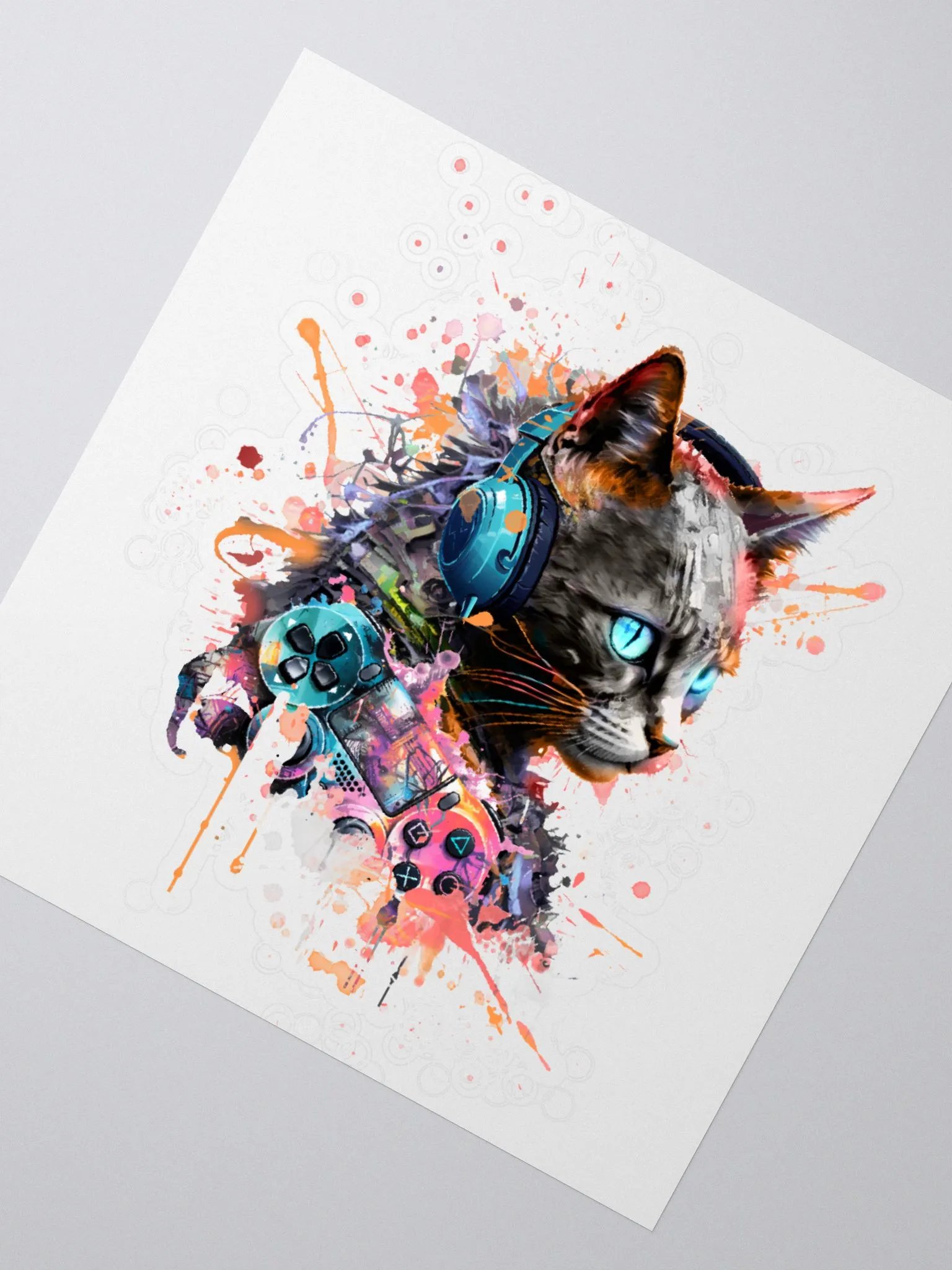 Colored Gamer Cat Sticker product image (2)