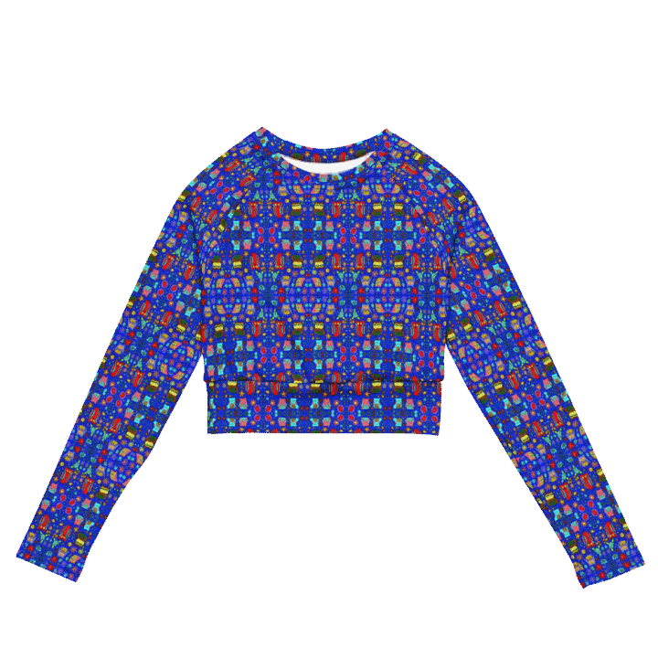 Abstract Owls Symmetric Splendor Long Sleeve Crop Top product image (2)