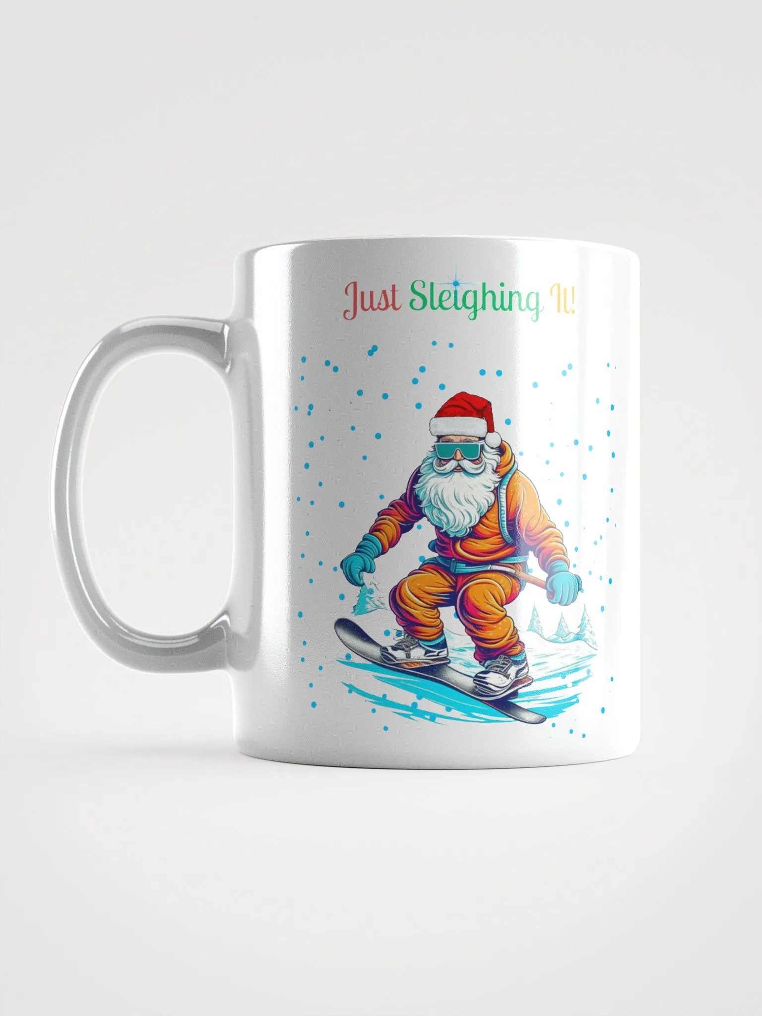 Santa Claus Snowboarding White Mug product image (16)